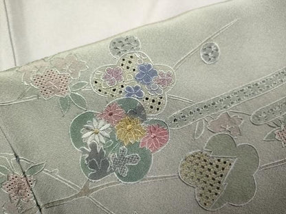 平和屋着物●中国三大刺繍　スワトウ刺繍　汕頭刺繍　相良刺繍　総刺繍　訪問着　枝花文　暈し染め　正絹　逸品　未使用　DABL3523du