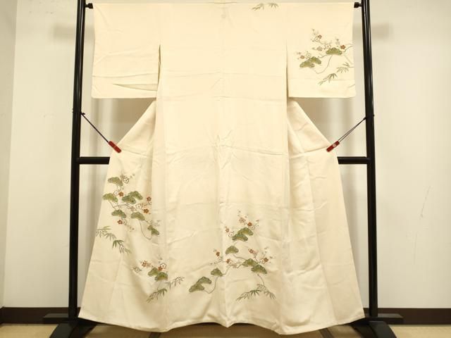 平和屋着物●訪問着　駒刺繍　梅松文　金彩　伊勢丹扱い　正絹　逸品　DABL3524du