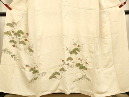 平和屋着物●訪問着　駒刺繍　梅松文　金彩　伊勢丹扱い　正絹　逸品　DABL3524du
