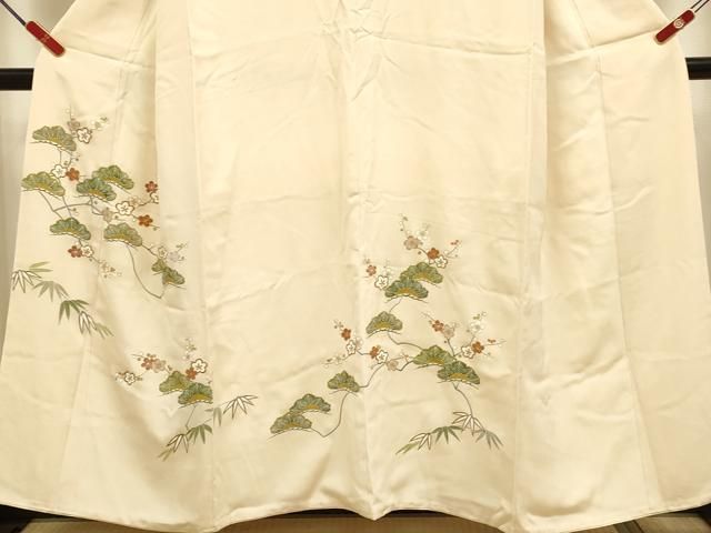 平和屋着物●訪問着　駒刺繍　梅松文　金彩　伊勢丹扱い　正絹　逸品　DABL3524du
