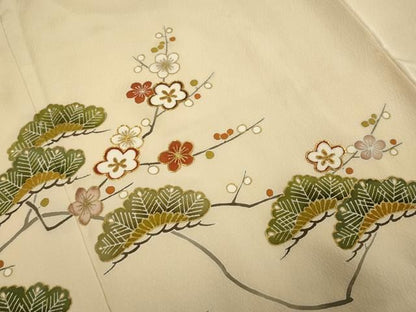 平和屋着物●訪問着　駒刺繍　梅松文　金彩　伊勢丹扱い　正絹　逸品　DABL3524du