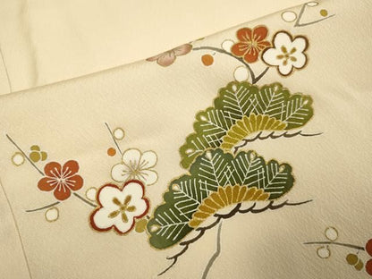平和屋着物●訪問着　駒刺繍　梅松文　金彩　伊勢丹扱い　正絹　逸品　DABL3524du