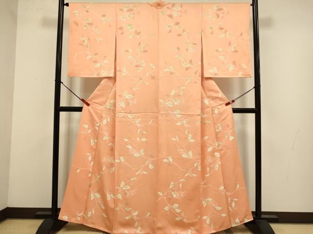 平和屋着物●上質な小紋 　地紋起こし　枝花文　正絹　逸品　DABL3527du