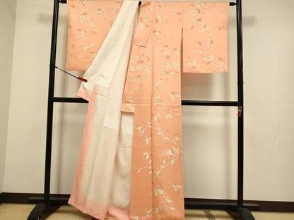 平和屋着物●上質な小紋 　地紋起こし　枝花文　正絹　逸品　DABL3527du