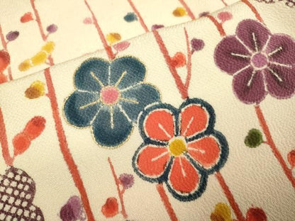 平和屋着物●訪問着　枝花文　金彩　鬼しぼ縮緬　正絹　逸品　DABL3529du