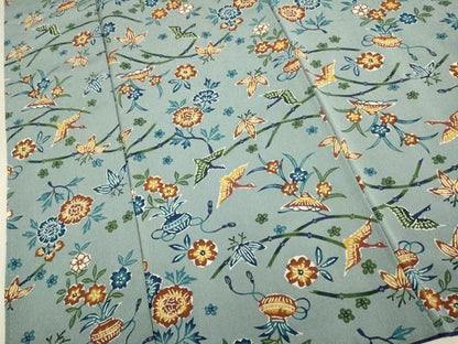 平和屋着物●上質な小紋　型染　花鳥文　鬼しぼ縮緬　正絹　逸品　DABL3534du