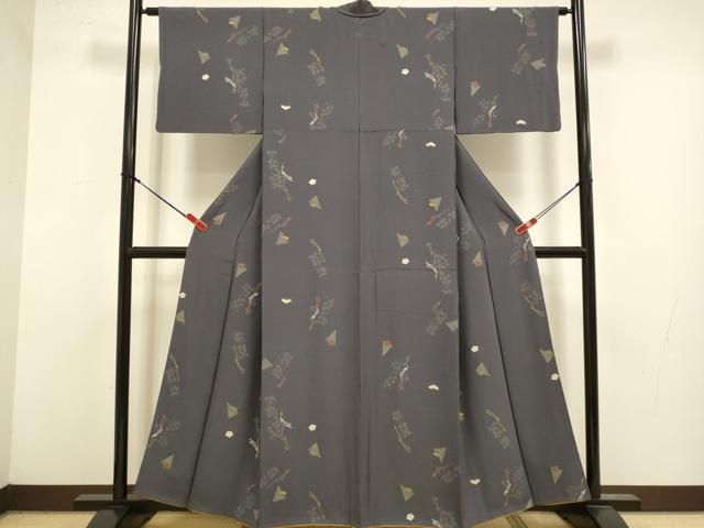 平和屋着物●上質な小紋　松竹梅　金彩　正絹　逸品　DABL3538du
