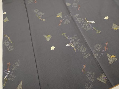 平和屋着物●上質な小紋　松竹梅　金彩　正絹　逸品　DABL3538du