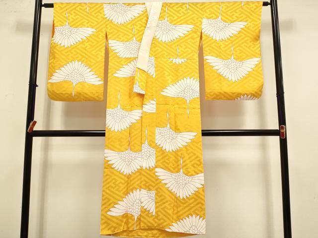 平和屋着物●長襦袢　無双仕立て　飛鶴文　半衿刺繍　正絹　逸品　DABL3541du