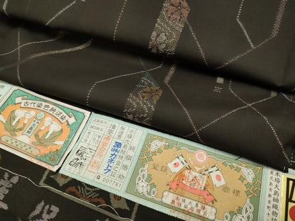 平和屋着物●本場大島紬　9マルキ　古代染色純泥染　花間道　カネトク謹製　証紙付き　正絹　逸品　未使用　DABL3546du