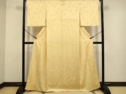 平和屋着物●上質な色無地　人物地紋　飴色　正絹　逸品　DABL3556du