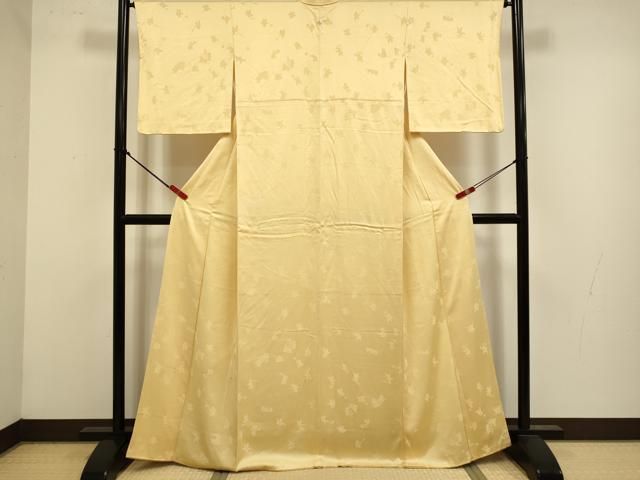 平和屋着物●上質な色無地　人物地紋　飴色　正絹　逸品　DABL3556du