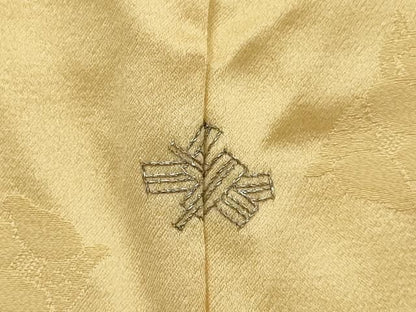 平和屋着物●上質な色無地　人物地紋　飴色　正絹　逸品　DABL3556du