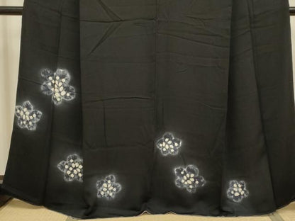 平和屋着物●訪問着　絞り　舞花文　黒地　さが美扱い　正絹　逸品　DABL3557du
