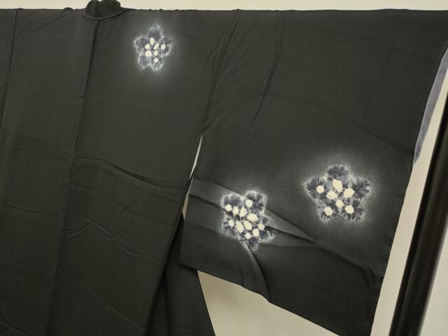 平和屋着物●訪問着　絞り　舞花文　黒地　さが美扱い　正絹　逸品　DABL3557du