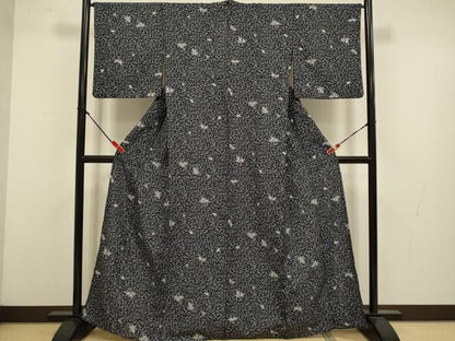 平和屋着物▽小紋　単衣　南天文　洗える着物　DABL3583du