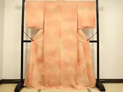 平和屋着物▽豪華色留袖　単衣　草花地紋　暈し染め　正絹　逸品　DABL3588du