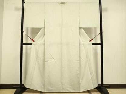 平和屋着物▽上質な紬　単衣　砂色　正絹　逸品　DABL3590du