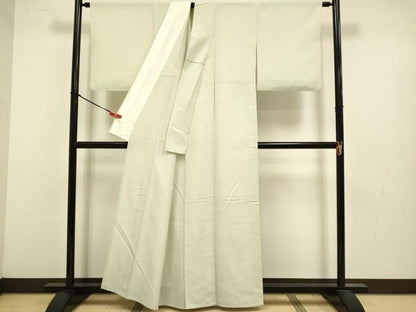 平和屋着物▽上質な紬　単衣　砂色　正絹　逸品　DABL3590du