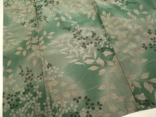平和屋着物▽小紋　単衣　草葉文　ロング丈　洗える着物　DABL3592du