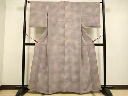平和屋着物▽上質な小紋　単衣　花唐草文　暈し染め　正絹　逸品　DABL3604du