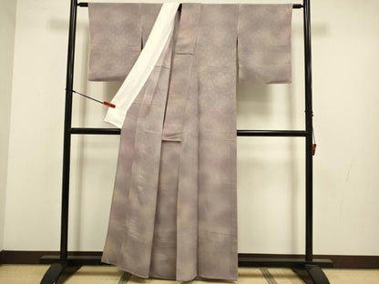 平和屋着物▽上質な小紋　単衣　花唐草文　暈し染め　正絹　逸品　DABL3604du