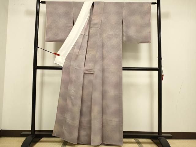 平和屋着物▽上質な小紋　単衣　花唐草文　暈し染め　正絹　逸品　DABL3604du
