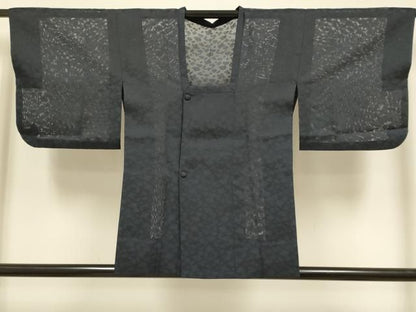 平和屋着物▽道行コート　スリーシーズン　春夏秋　塵除け　抽象文様　濃い藍鉄色　DABL3606du