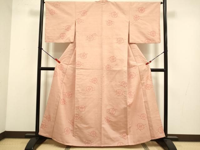 平和屋着物▽上質な紬　単衣　源氏車　正絹　逸品　未使用　DABL3629du