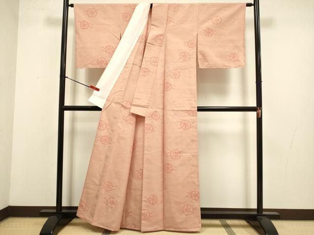 平和屋着物▽上質な紬　単衣　源氏車　正絹　逸品　未使用　DABL3629du