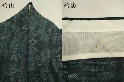 平和屋着物▽本塩沢　単衣　洋花文　正絹　逸品　DABL3631du