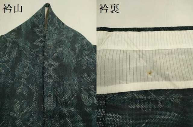 平和屋着物▽本塩沢　単衣　洋花文　正絹　逸品　DABL3631du