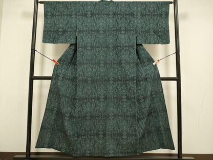 平和屋着物▽本塩沢　単衣　洋花文　正絹　逸品　DABL3631du