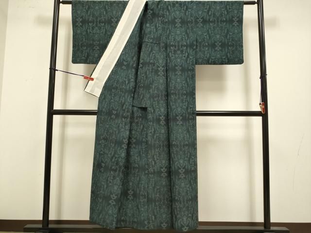 平和屋着物▽本塩沢　単衣　洋花文　正絹　逸品　DABL3631du