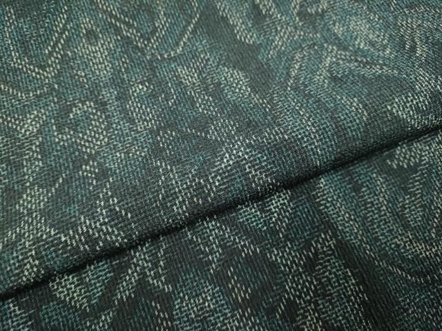 平和屋着物▽本塩沢　単衣　洋花文　正絹　逸品　DABL3631du