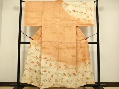 平和屋着物●訪問着　花鳥文　暈し染め　正絹　逸品　DABL3664du