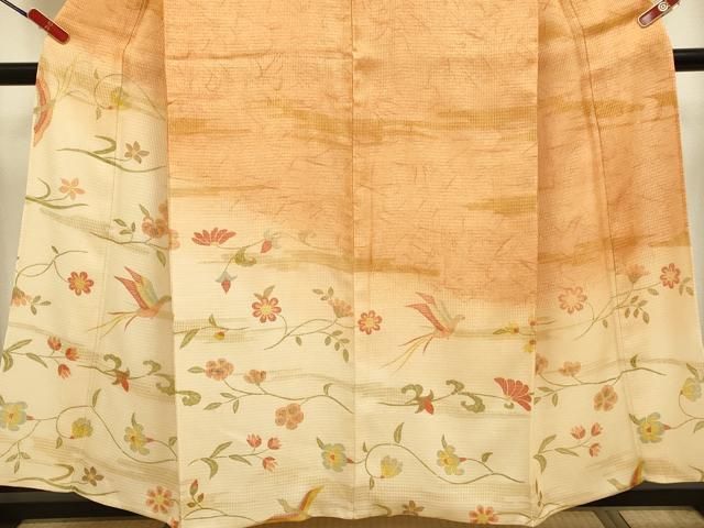 平和屋着物●訪問着　花鳥文　暈し染め　正絹　逸品　DABL3664du