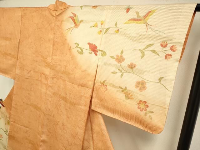 平和屋着物●訪問着　花鳥文　暈し染め　正絹　逸品　DABL3664du