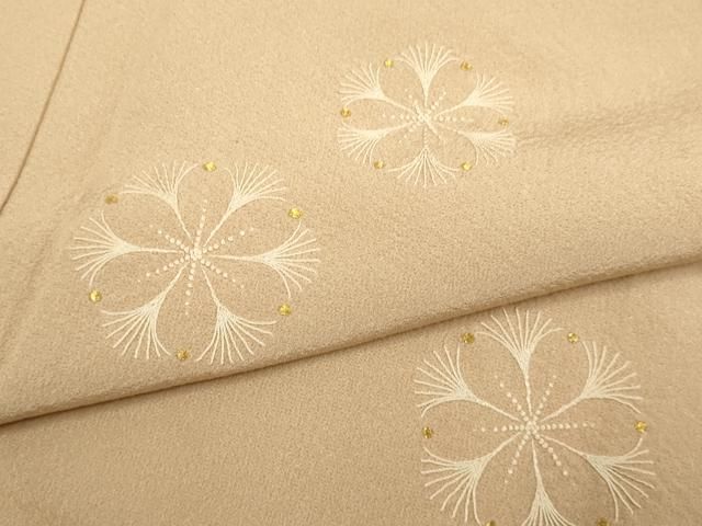 平和屋着物▽中国三大刺繍　相良刺繍　総刺繍　訪問着　単衣　作家物　舞花文　金糸　正絹　逸品　DABL3679du