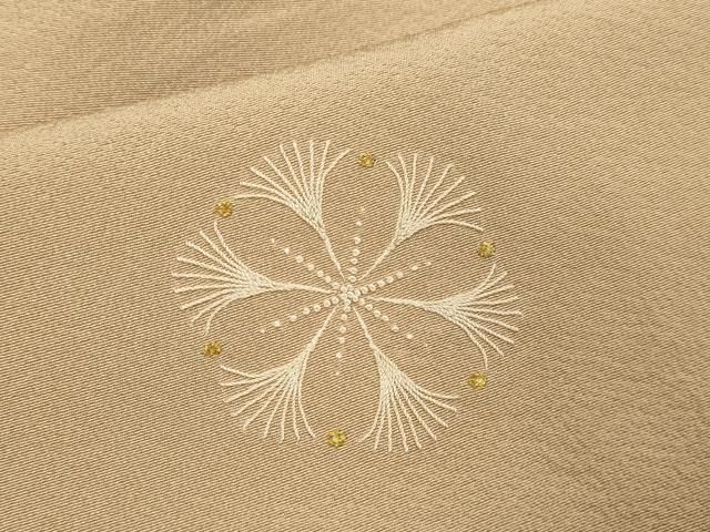 平和屋着物▽中国三大刺繍　相良刺繍　総刺繍　訪問着　単衣　作家物　舞花文　金糸　正絹　逸品　DABL3679du