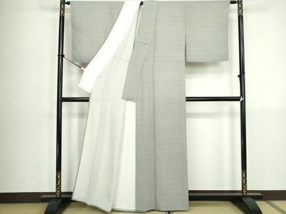 平和屋着物▽江戸小紋　単衣　縞紀行　反端付き　正絹　逸品　DABL4044cd