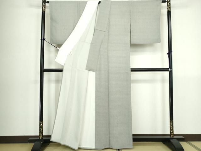 平和屋着物▽江戸小紋　単衣　縞紀行　反端付き　正絹　逸品　DABL4044cd