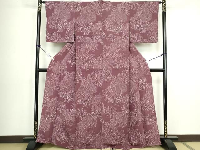 平和屋着物▽上質な小紋　単衣　ろうけつ染め　風景文　鬼しぼ縮緬　正絹　逸品　DABL4052cd