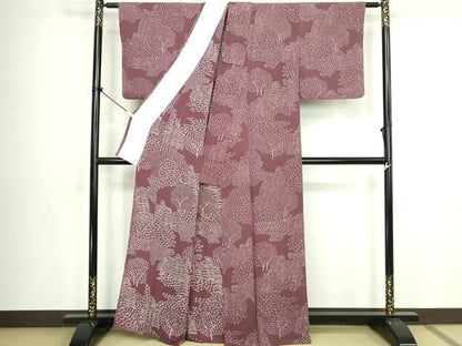 平和屋着物▽上質な小紋　単衣　ろうけつ染め　風景文　鬼しぼ縮緬　正絹　逸品　DABL4052cd