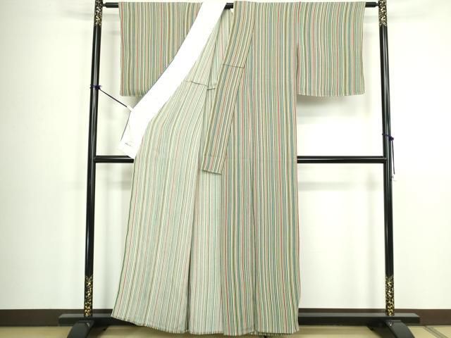 平和屋着物▽上質な小紋　単衣　間道　鬼しぼ縮緬　やまと誂製　正絹　逸品　DABL4061cd