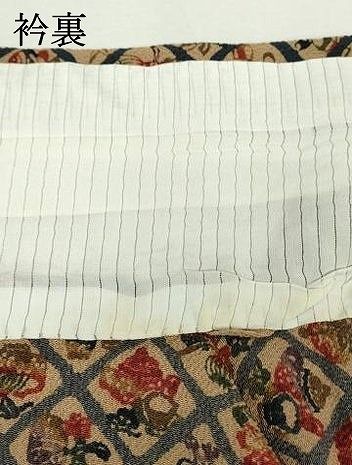 平和屋着物▽上質な小紋　単衣　型染め　茶器　鬼しぼ縮緬　正絹　逸品　DABL4062cd