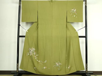 平和屋着物▽中国三大刺繍　相良刺繍　総刺繍　訪問着　単衣　飾花文　正絹　逸品　DABL4225cd