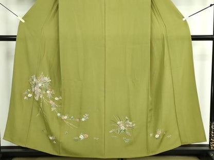 平和屋着物▽中国三大刺繍　相良刺繍　総刺繍　訪問着　単衣　飾花文　正絹　逸品　DABL4225cd