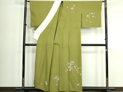 平和屋着物▽中国三大刺繍　相良刺繍　総刺繍　訪問着　単衣　飾花文　正絹　逸品　DABL4225cd