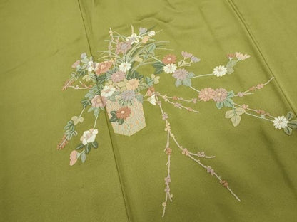 平和屋着物▽中国三大刺繍　相良刺繍　総刺繍　訪問着　単衣　飾花文　正絹　逸品　DABL4225cd